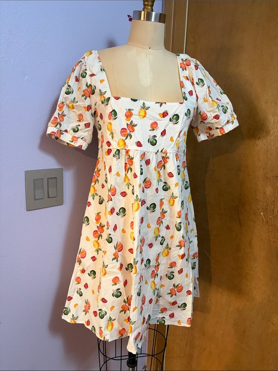 wild fable Dresses & Skirts - White Midi Dress with Multicolor Fruit Print